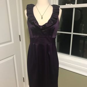 Eggplant Ruffle Collar V-neck Cocktail Dress